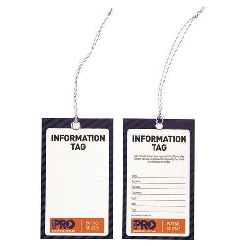 Information Safety Tag x 100 - made by PRO Choice