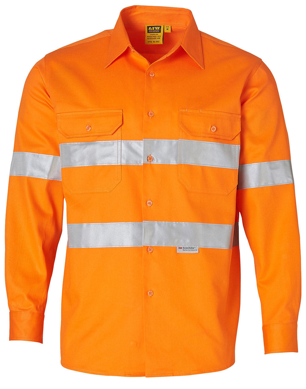 Orange Drill Long Sleeve Shirt With Tape - made by AIW