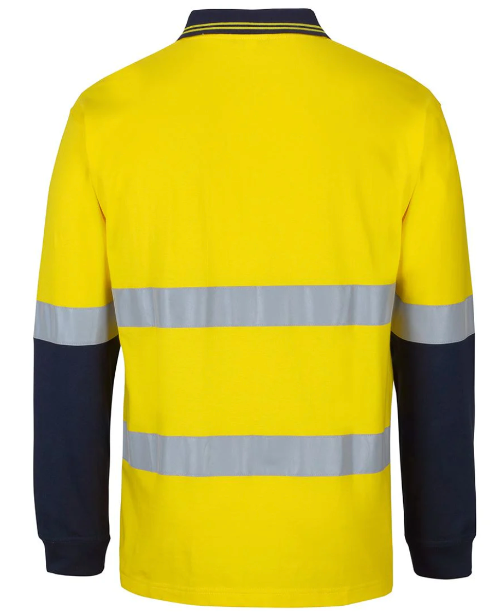 Hi-Vis All Cotton Long Sleeve Polo with Reflective Tape (D+N)