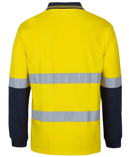 Hi-Vis All Cotton Long Sleeve Polo with Reflective Tape (D+N)