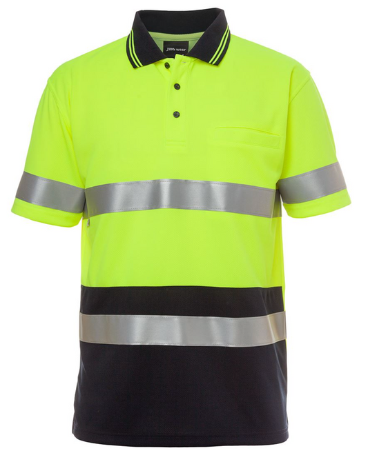 B-Protected distribute this product which is made by JB's Wear. The Hi-Vis Short Sleeve Polo with Reflective Tape has the part number of JB6HVSTNo No