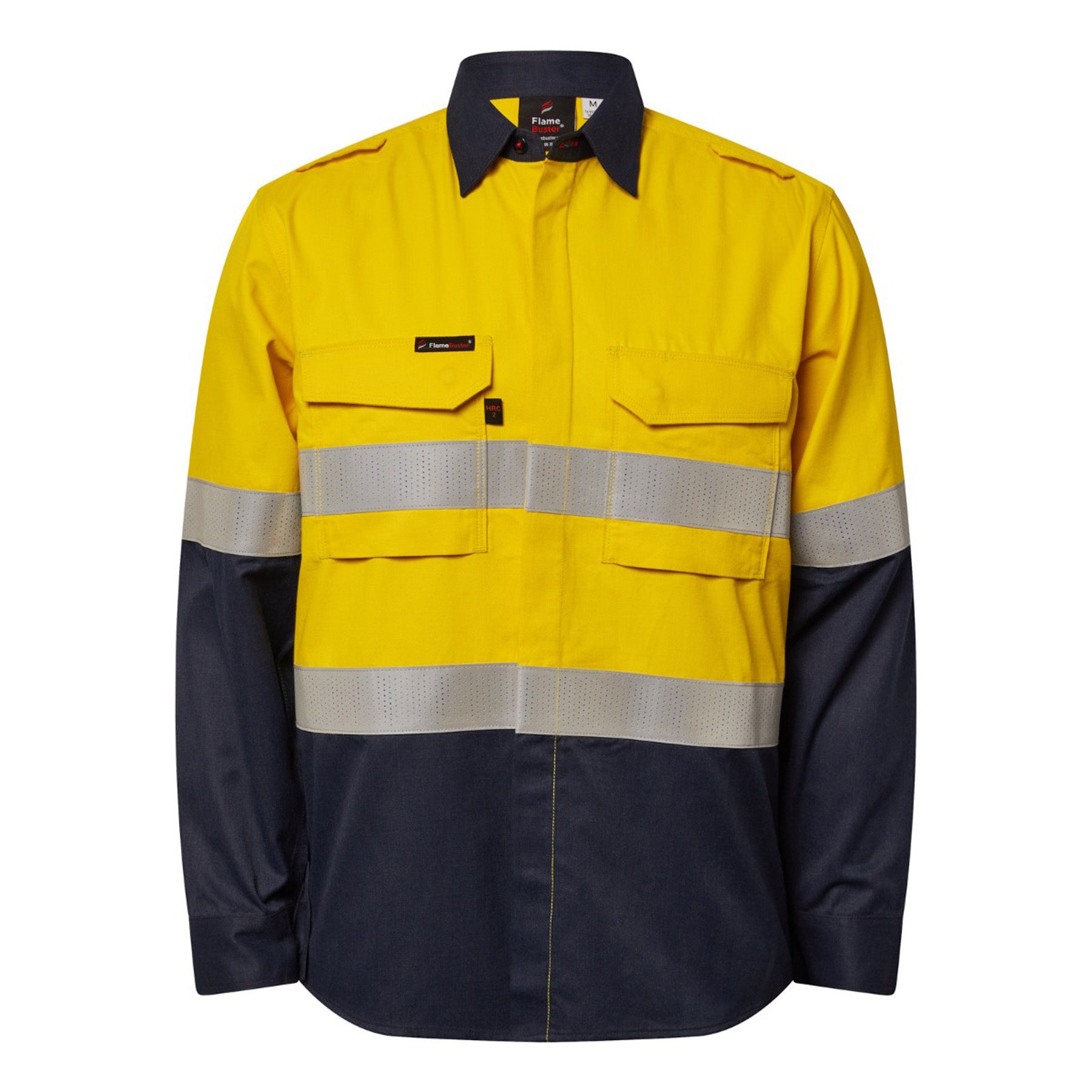 Torrent Hrc2 Mens Hi Vis Two Tone Open Front Shirt With Gusset Sleeves And Fr Reflective Tape - made by FlameBuster