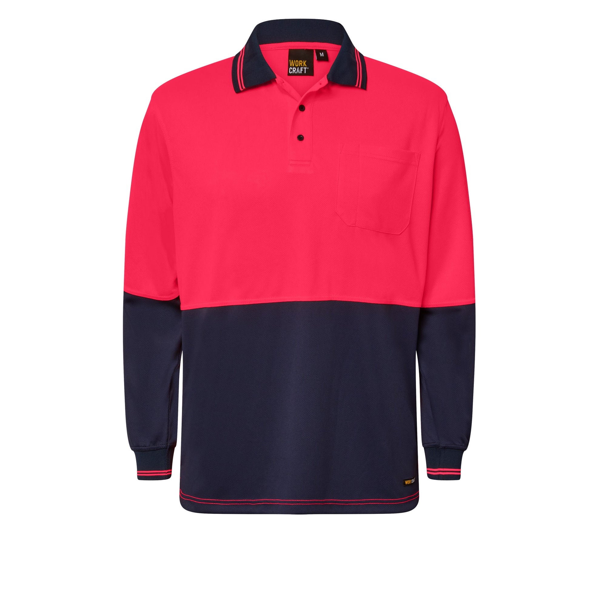 Hi Vis Two Tone Long Sleeve Polo Pocket - made by Workcraft