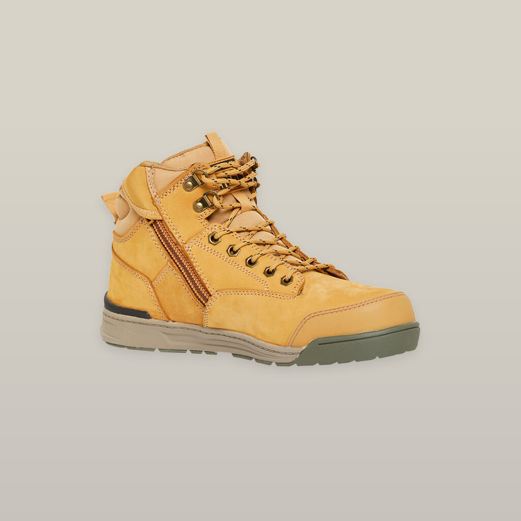 3056 Wheat Zip Side Safety Boots - made by Hard Yakka Footwear