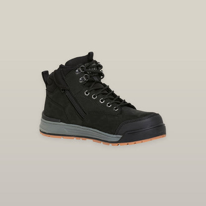 3056 Black Lace Zip Safety Boot - made by Hard Yakka Footwear
