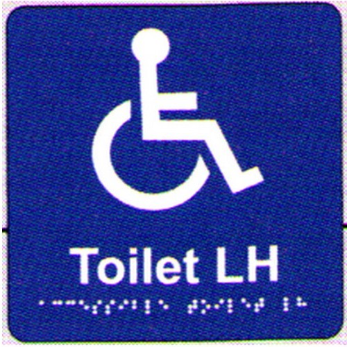 180x180mm PVC Accesible Toilet Lh Braille Sign - made by Signage