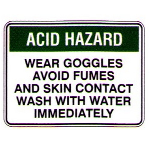 Metal 225x300mm Acid Hazard Wear Gog.Etc Sign - made by Signage