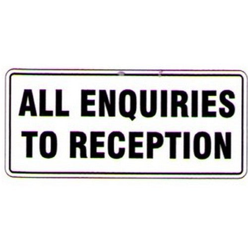 Metal 200x450mm All Enquiries To Reception Sign - made by Signage