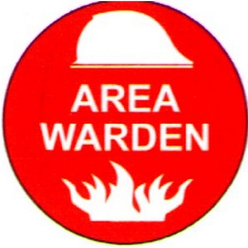 Pack of 5 Self Stick 50mm Area Warden Labels - made by Signage
