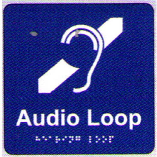 180x180mm PVC Audio Loop Braille Sign - made by Signage