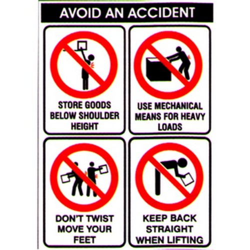 B-Protected distribute this product which is made by Signage. The A3 Size Avoid An Accident 4 Pictos Poster has the part number of WS-MPL20