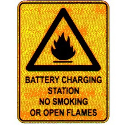 Metal 300x4Warn Battery Charging Sign - made by Signage