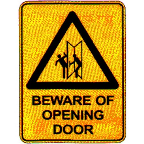Plastic 225x300mm Warn Beware Of Opening Sign - made by Signage