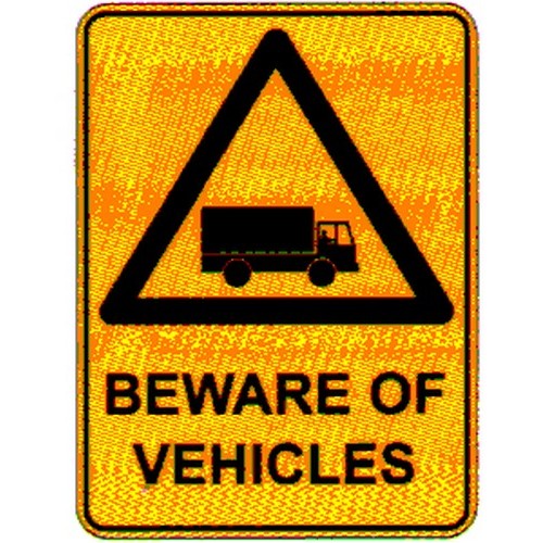 Beware Of Vehicles Truck Sym Sign - B-PROTECTED