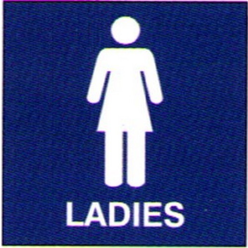Blue White Engraved Ladies Sign - B-PROTECTED