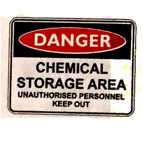 Plastic 225x300mm Danger Chemical Storage Area Sign - made by Signage