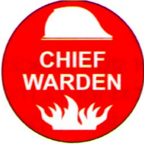 Pack of 5 Self Stick 50mm Chief Warden Labels - made by Signage