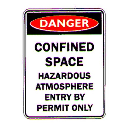 Plastic 450x600mm Danger Confined Space Hazardous Atmostphere Sign - made by Signage