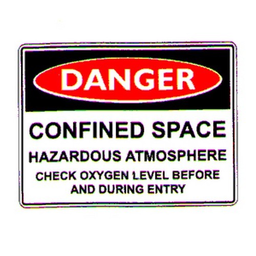 Metal 300x450mm Danger Confined Space Hazardous Atmosphere Sign - made by Signage