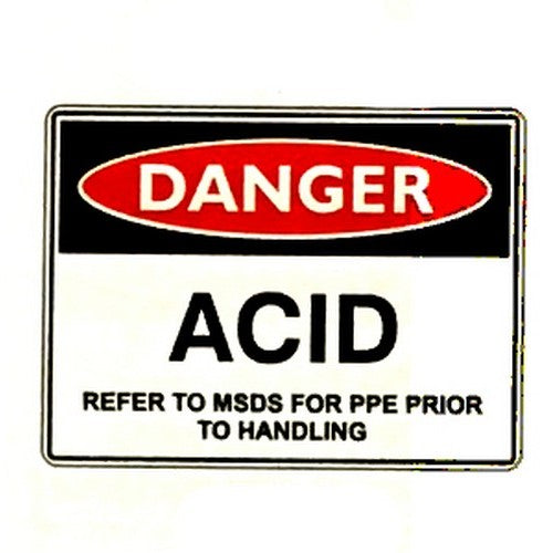 Metal 225x300mm Danger Acid Refer Handling Sign - made by Signage