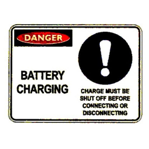 Plastic 450x300mm Danger Battery Charging Sign - made by Signage