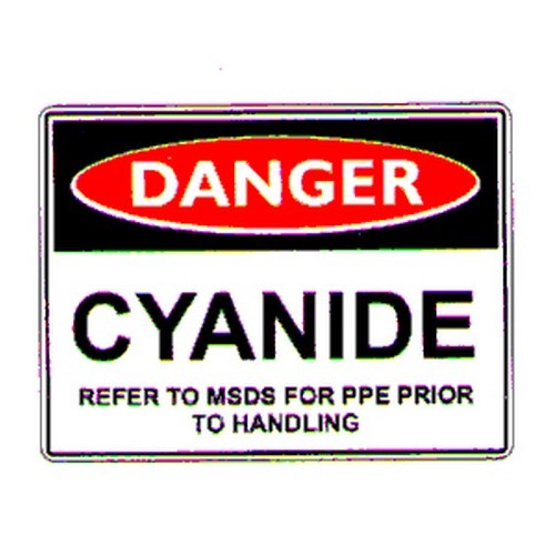 Metal 225x300mm Danger Cyanide Refer MSDS Sign - made by Signage