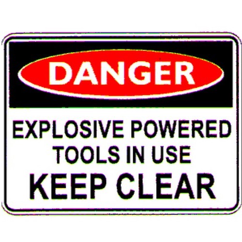 Flute 600x450mm Danger Expl. Powered Tools Sign - made by Signage