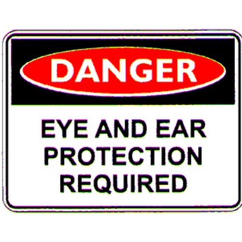 Pack Of 5 Self Stick 100x140mm Danger Eye & Ear Prot Req. Labels - made by Signage
