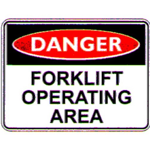 Plastic 450x300mm Danger Forklift Operating Sign - made by Signage