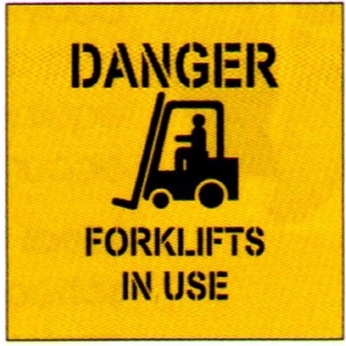 Poly 650x650mm Danger Forklifts In Use Stencil - made by Signage
