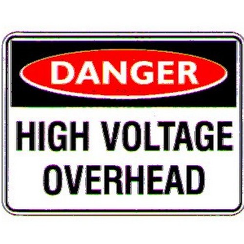 Flute 600x450mm Danger High Voltage O/Head Sign - made by Signage