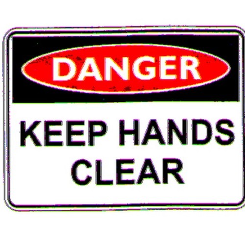Pack Of 5 Self Stick 100x140mm Danger Keep Hands Clear Labels - made by Signage