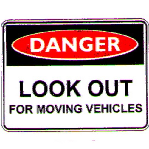 Metal 450x600mm Danger Look Out For Moving Vehicles Sign - made by Signage