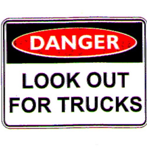 Flute 600x450mm Danger Look Out For Trucks Sign - made by Signage