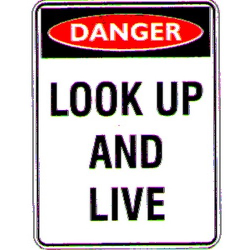 Pack of 5 Self Stick 55x90mm Danger Look Up And Live Labels
