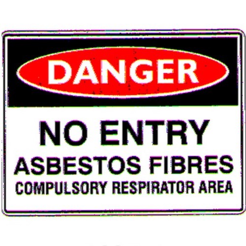 Metal 225x300mm Danger No Entry Asbestos Fibre Sign