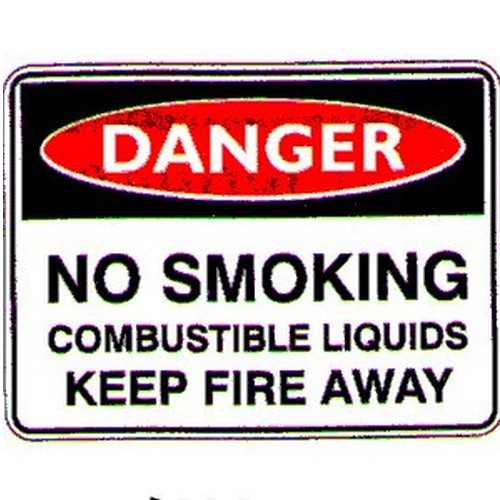 Metal 450x600mm Danger No Smoking Combustable Liquids Sign - made by Signage
