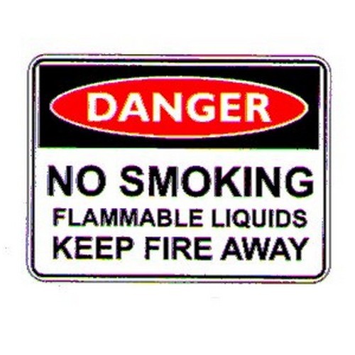 Metal 450x600mm Danger No Smoking Flammable Liq Sign - made by Signage