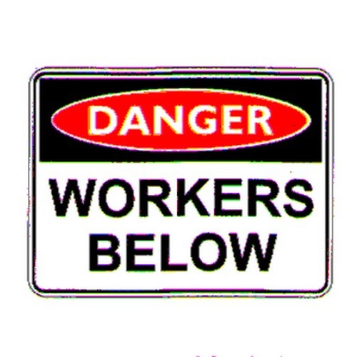 Flute 600x450mm Danger Workers Below Sign - made by Signage