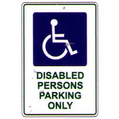 Metal 300x450mm Disabled Per. ParkingWithSym Sign - made by Signage