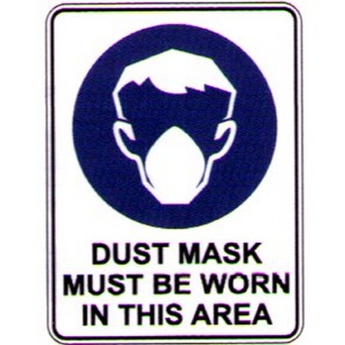 Metal 300x450mm Picto Dust Mask Must Be Worn Sign
