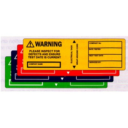 Pack of 100 130x40mm Electrical testing Tag Warning Green - made by Signage
