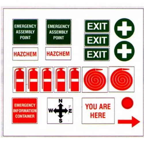 B-Protected distribute this product which is made by Signage. The 75x75mm Set Of Emergency Evacuation Plan Stickers has the part number of WS-EVACSS