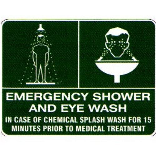 Plastic 450x300mm Emergency Shower & Eye Sign - made by Signage