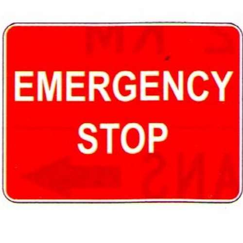 Pack of 5 Self Stick 55x45mm Emergency Stop - made by Signage
