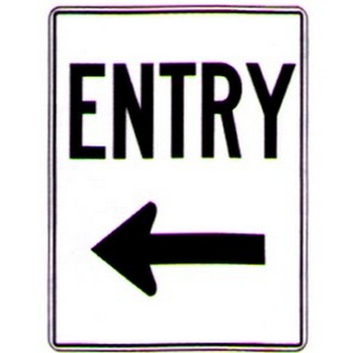 Metal 450x600mm Entry With Left Arrow Sign - made by Signage
