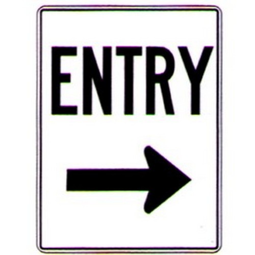Metal 450x600mm Entry With Right Arrow Sign - made by Signage