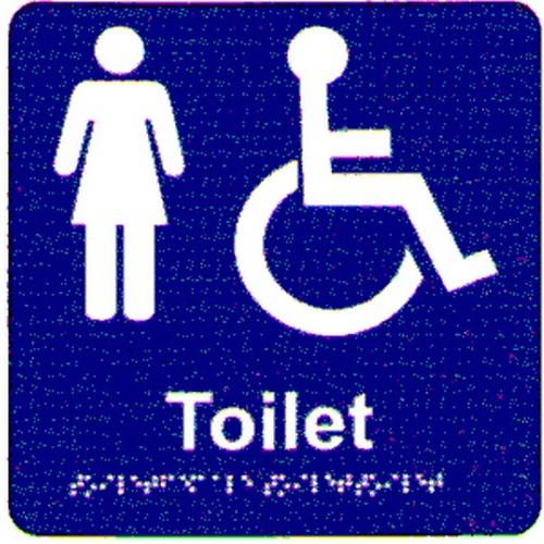 180x180mm PVC Female Acces.Toilet Braille Sign - made by Signage