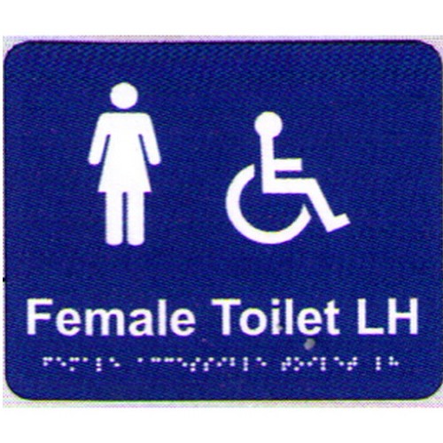 195x240mm PVC Female Acces.Toilet Lh Braille Sign - made by Signage