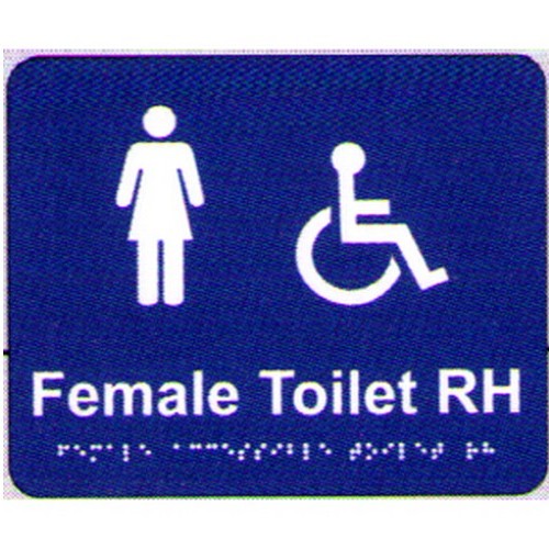 195x240mm PVC Female Acces.Toilet Rh Braille Sign - made by Signage